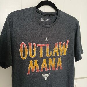 Under Armour Project Rock Shirt Outlaw Mana HeatGear Loose Men's Small Gray SS